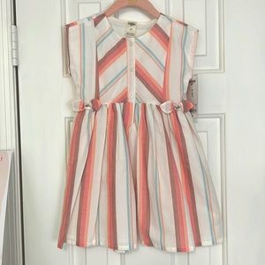 NWT! Adorable pastel striped Oshkosh sleeveless dress with bows. Size 3T.